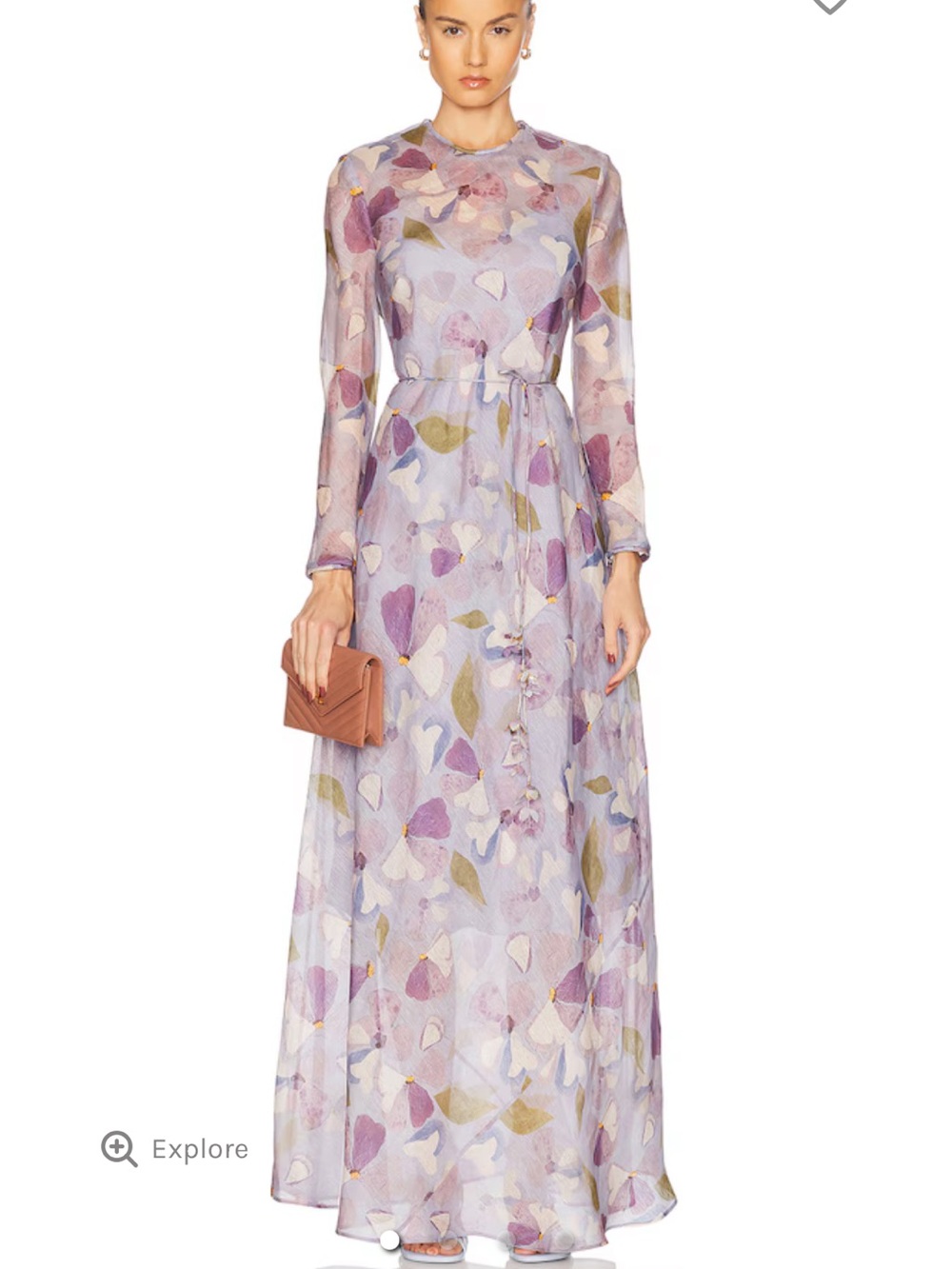 Zimmermann Lavender Floral Print Long Sleeve Maxi Dress